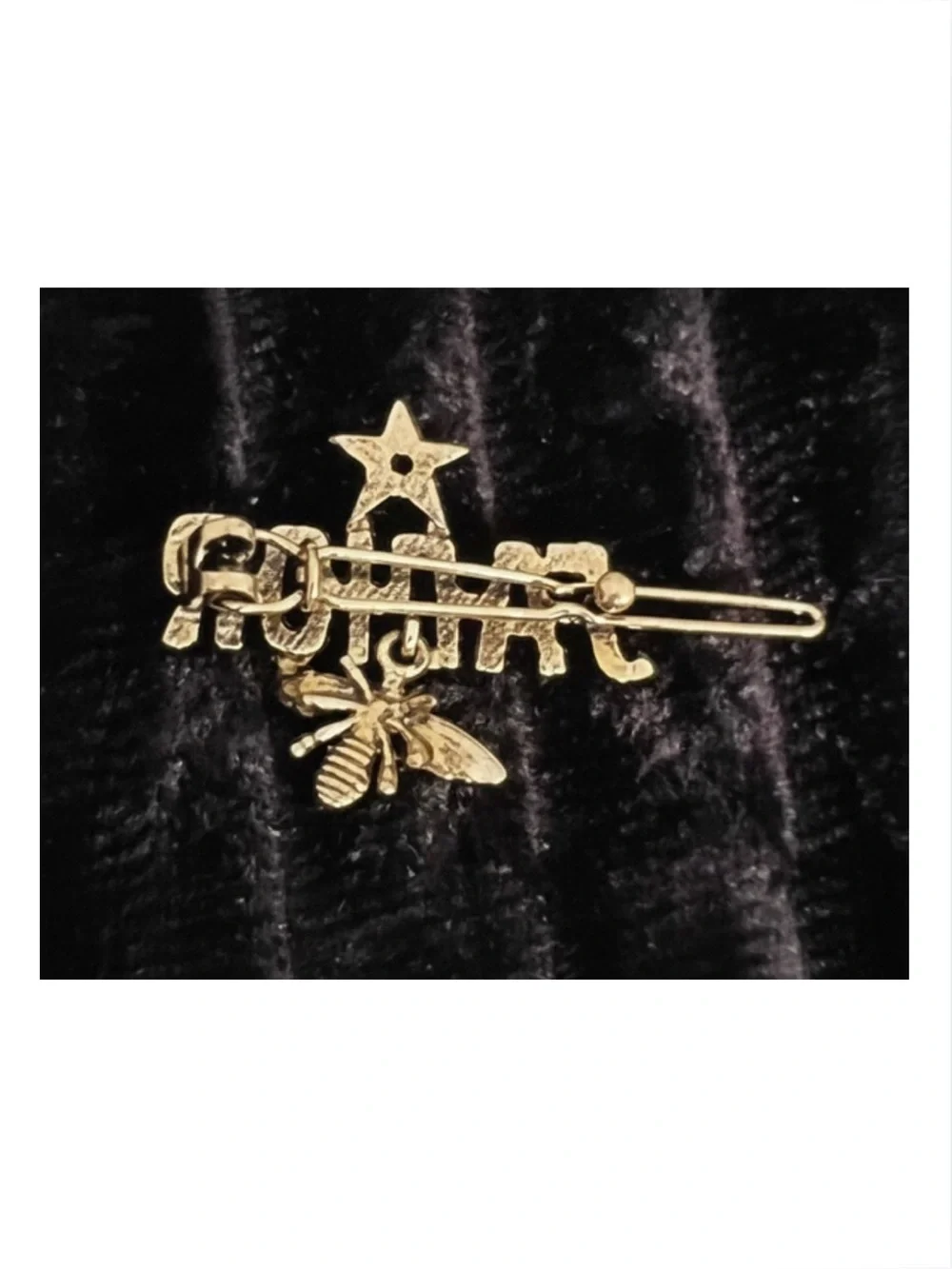 BARRETTE: Golden w/Embellished Rhinestone & Elegant Dangling Bee Hair Clip, NWOT